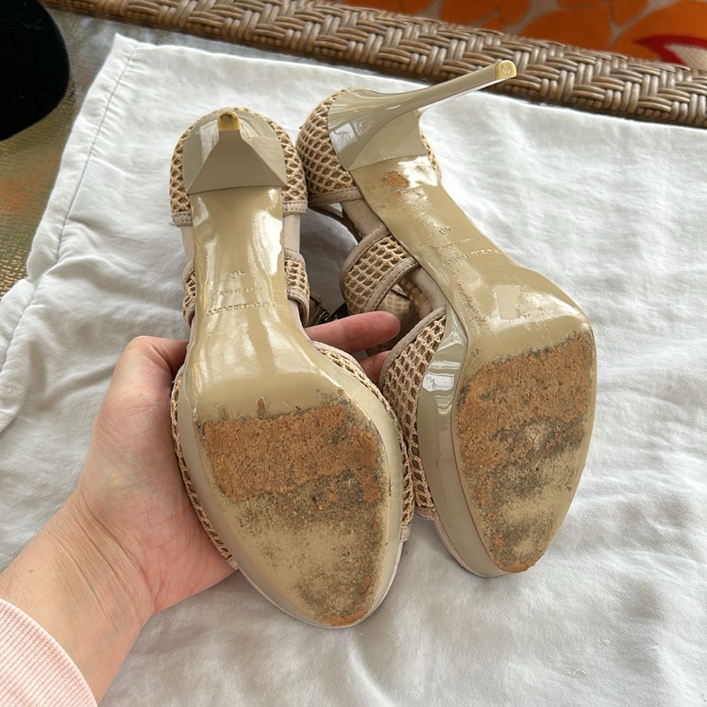Burberry Neutral Tone Mesh Stiletto Platform Sandal EU40 - Picture 11 of 12